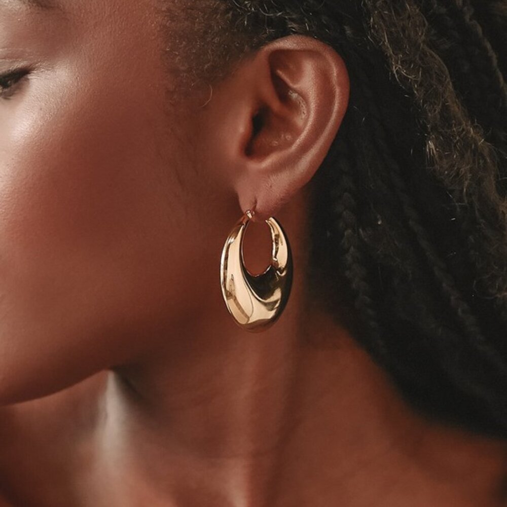 Lulus Rave Review 18kt Gold Hoop Earrings